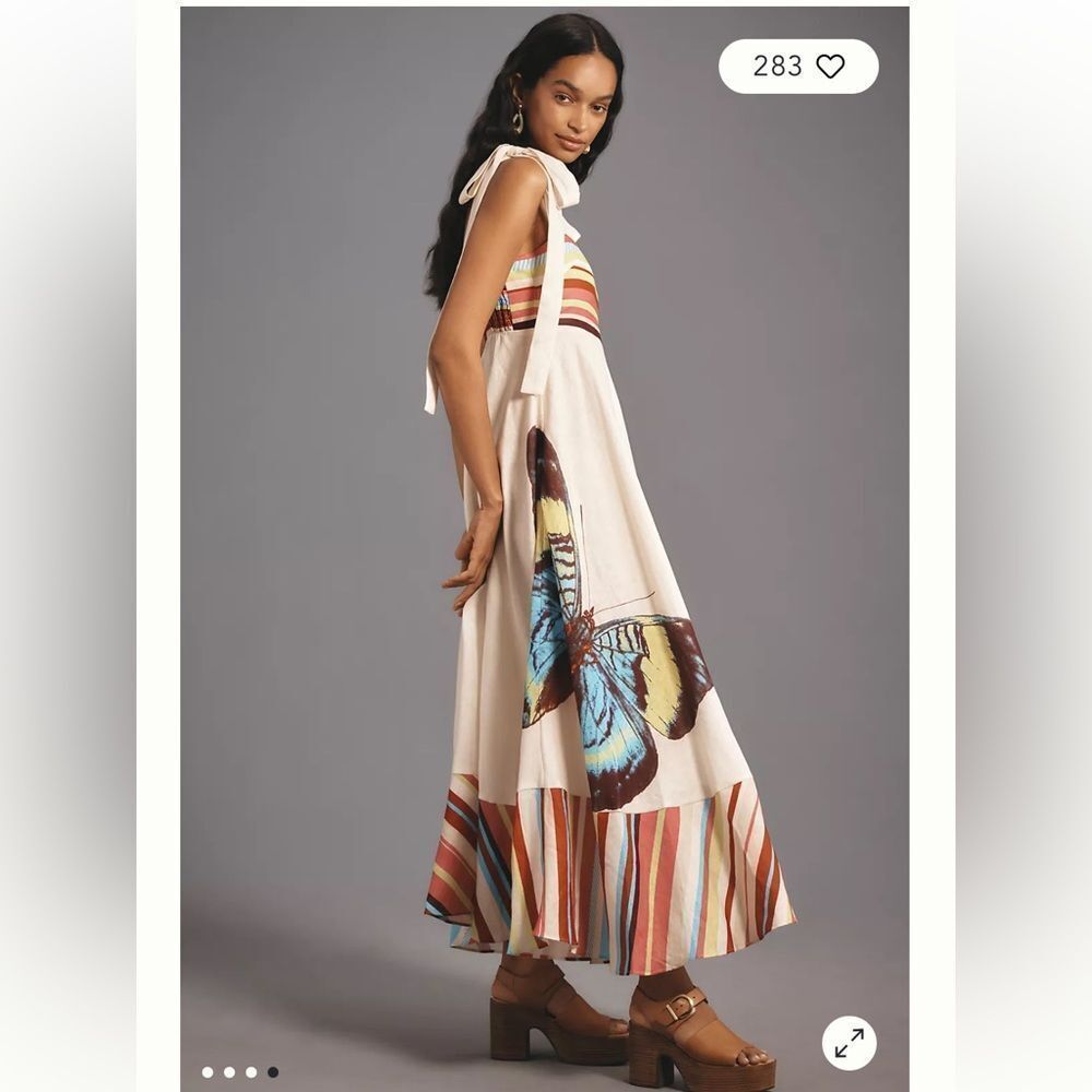 Anthropologie Aston Studio Pippa Linen Midi Dress